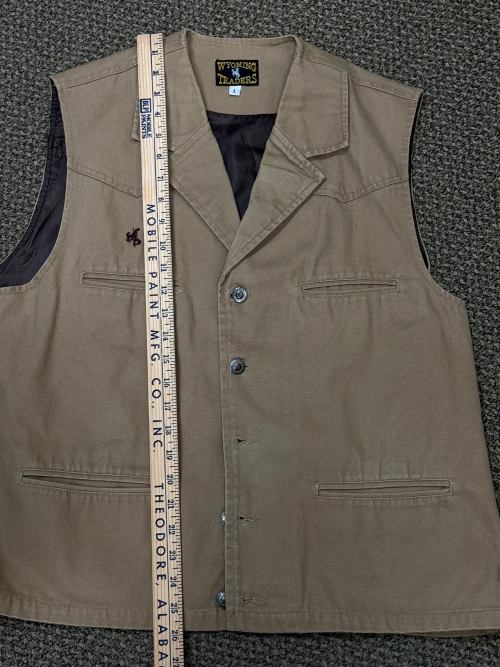 Wyoming Traders Western Canvas Vest Tan | Cowboy Ranch Workwear Size‎ L
